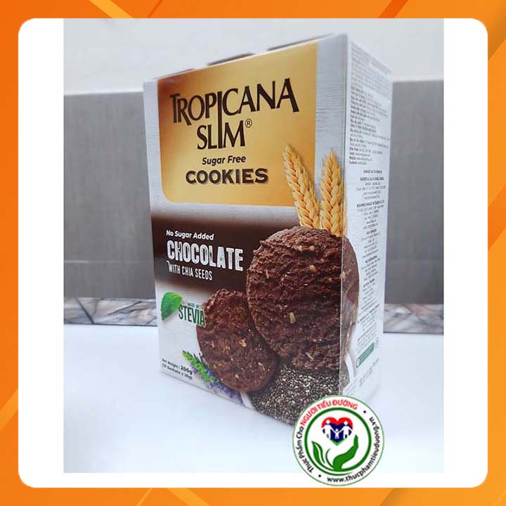[Chính hãng] Bánh quy ăn kiêng Tropicana Slim Cookies Socola 200g (10 x 20g) tốt cho người ăn kiêng tiểu đường
