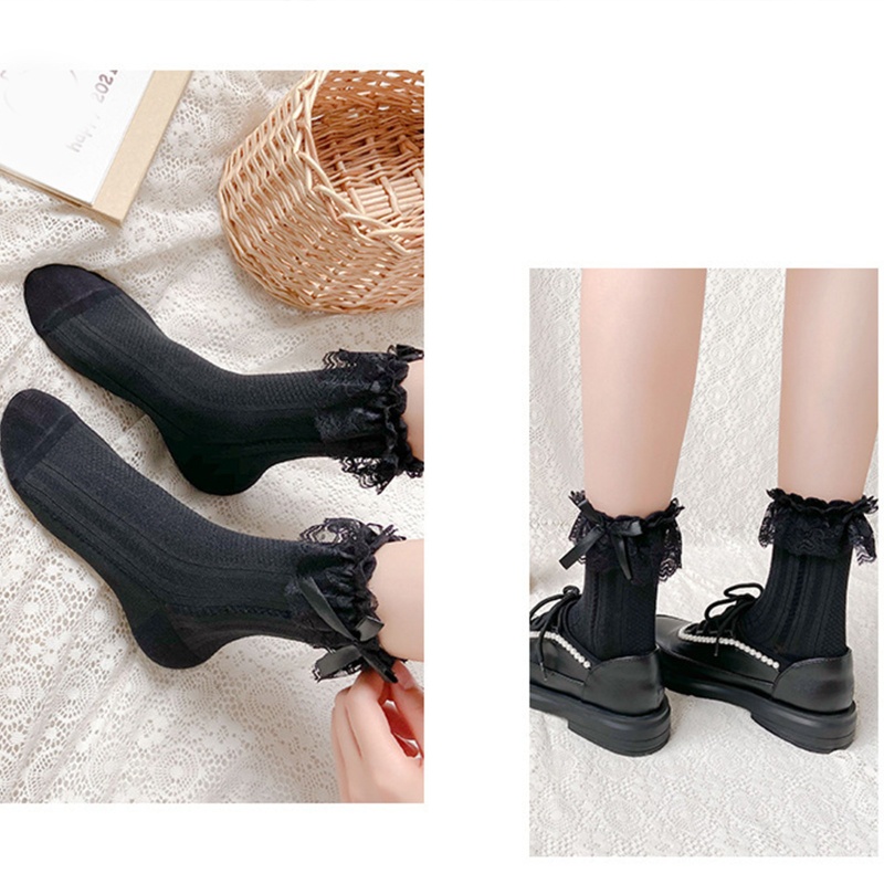 Xiangbao Vớ Thuyền Nhún Bèo Phối Ren Họa Tiết Kẻ Sọc / Trái Tim Ngọt Ngào Phong Cách Lolita Nhật Bản Harajuku