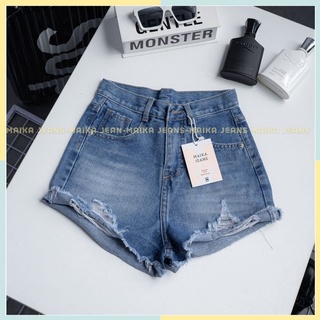 Quần short Nữ Rách Kiểu Phối Da Lưng Cao Hack Dáng