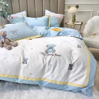 Bộ chăn ga gối Lụa cao cấp Teddy bear 6 món