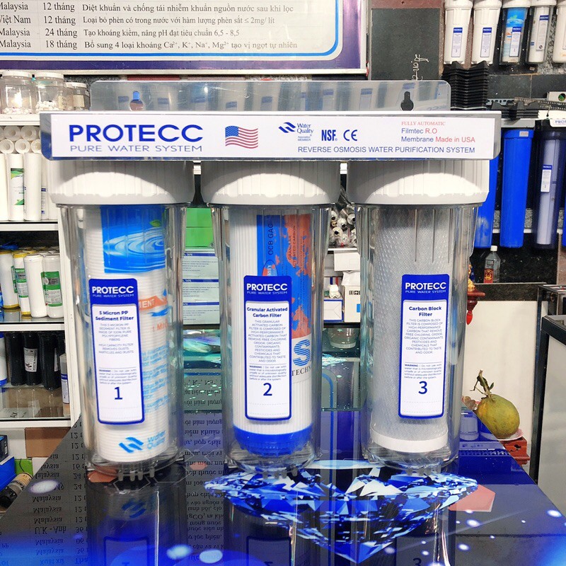BỘ 3 CẤP LỌC TAIWAN ( 3 LY TRONG ) ⚡️ XẢ KHO ⚡️ 10 INCH 2 RON LỌC NƯỚC - BỘ 3 LỌC NƯỚC, KHỬ MÙI, TIỀN LỌC ION KIỀM