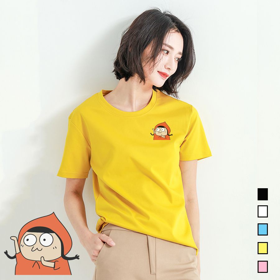 [Hàng Xịn, Gía Tốt] Áo Thun Trơn Icon Nhiều Màu Couple Nam Nữ Họa Tiết Cô Bé Quàng Khăn Đỏ - Unisex - Cotton - AT011