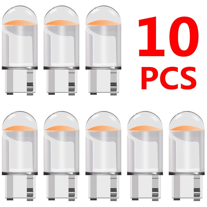 Bộ 10 Đèn LED T10 W5W COB 6000k 168 194 192 DC 12V / 24V Ánh Sáng Trắng / Xanh Dương / Hồng / Xanh Lá / Vàng
