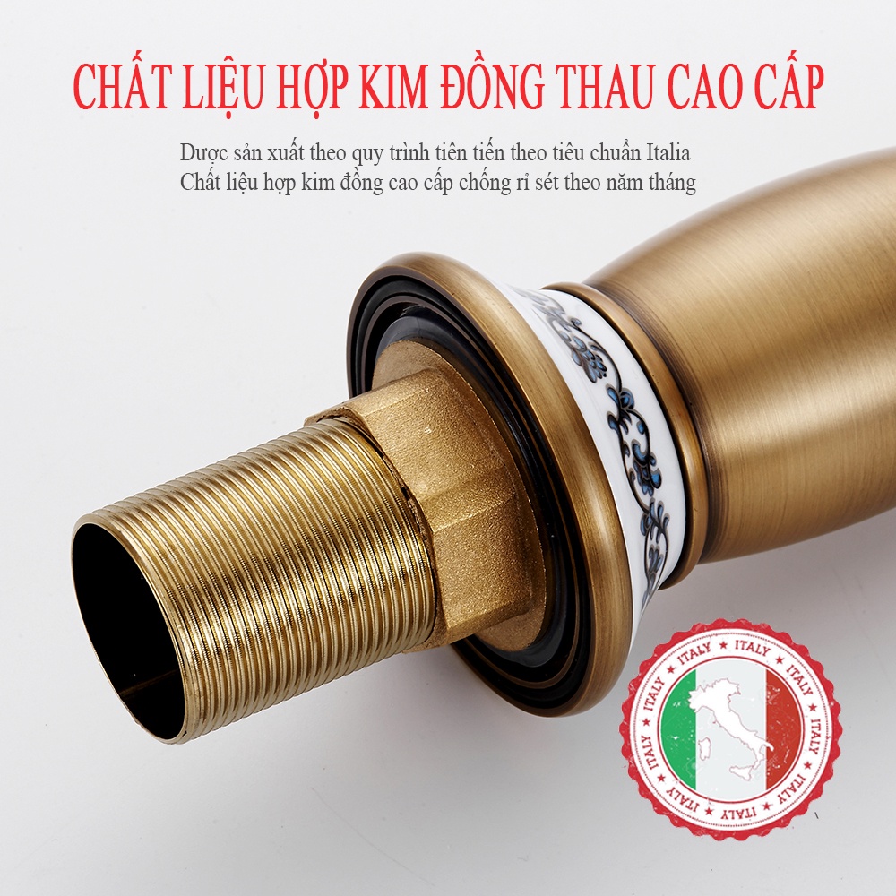 Vòi Lavabo Bằng Đồng Thau Chắc Chắn, Tinh Tế, Sang trọng tặng kèm đôi dây cấp nóng lạnh - GormaniVN