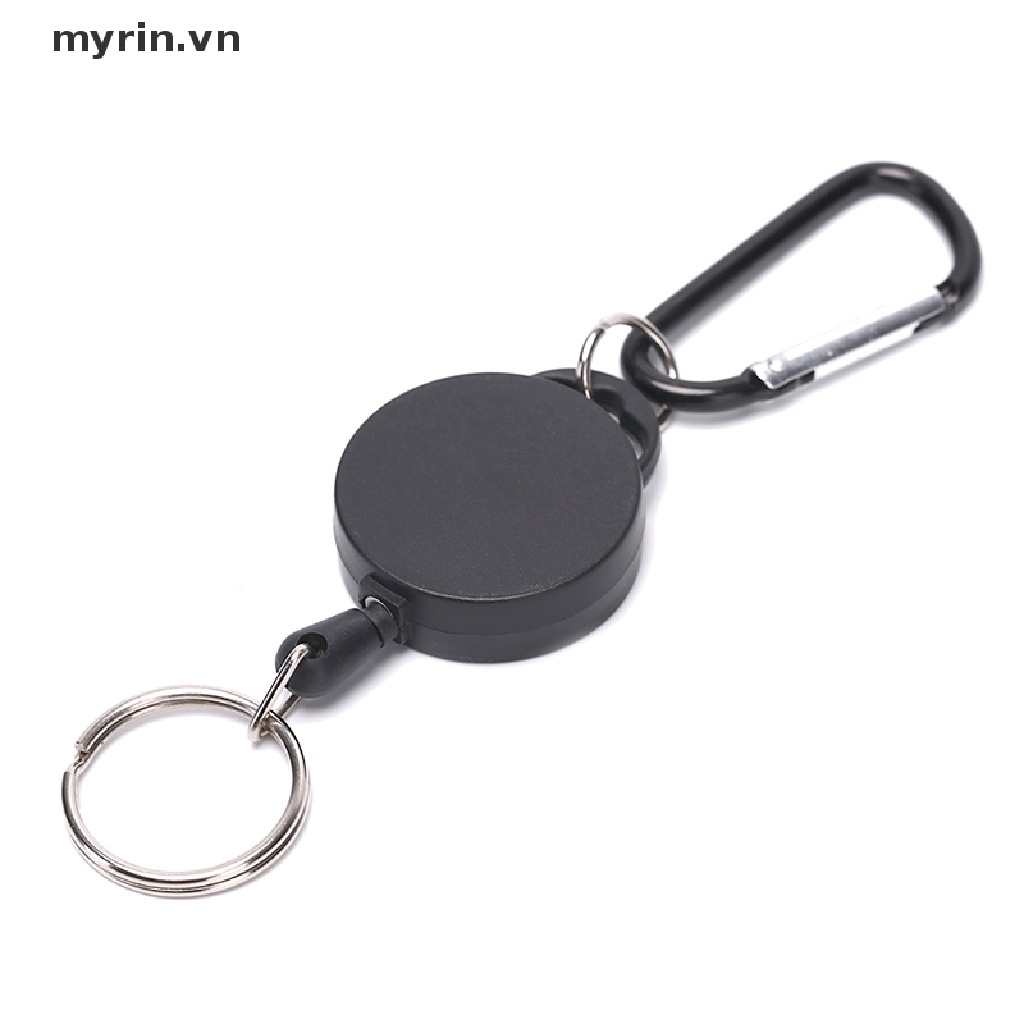 Myrin Móc Chìa Khóa Bằng Thép Cuộn Dây Màu Đen Có Thể Thu Vào