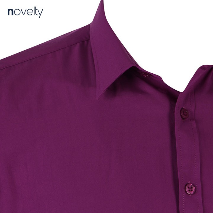 Áo Sơ Mi Nam Ngắn Tay Vạt Bầu Regular Fit Màu Tím Novelty 170382N