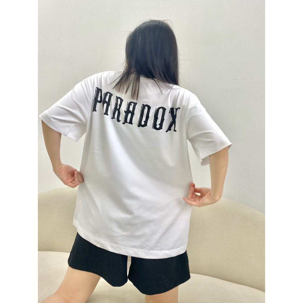 Áo thun form rộng Paradox tay lỡ - Unisex - In hình - THE REVERIE - Màu trắng | BigBuy360 - bigbuy360.vn