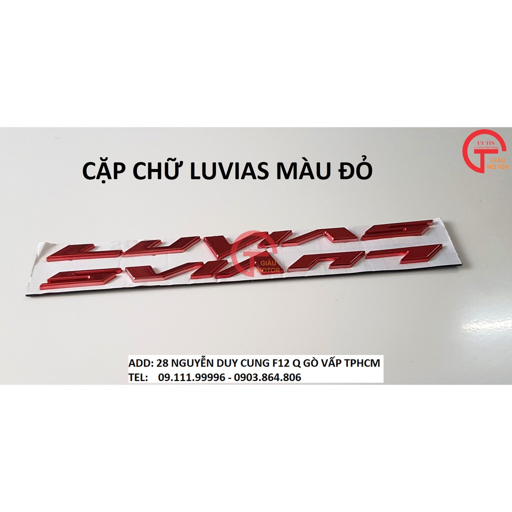 [GIÁ SỐC] CẶP CHỮ NỔI LUVIAS MÀU ĐỎ BẰNG NHỰA CỨNG DÁN XE YAMAHA LUVIAS ,TINH SẢO