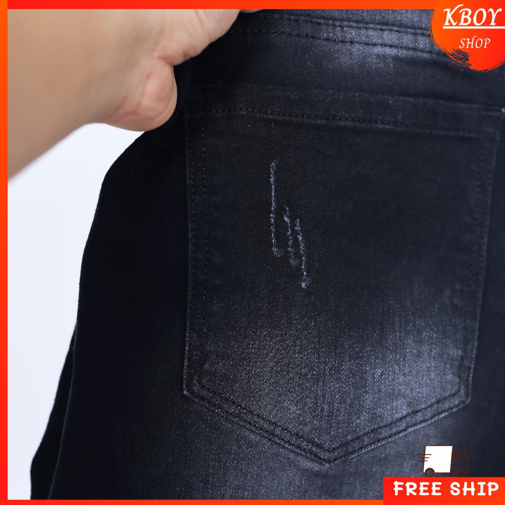 Quần jeans nam Kboy Shop Quần jean xước nhẹ gối ống ôm chất bò cao cấp vải mềm mịn hợp dáng - VM01 / CR07