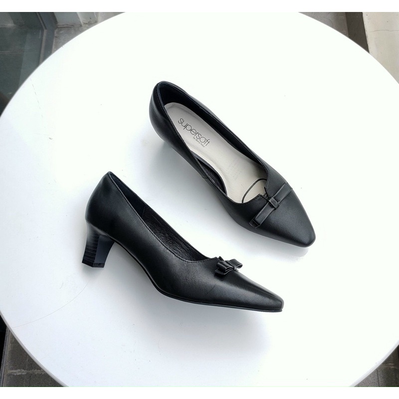 Giày SUPERSOFT da thật xẻ V nơ