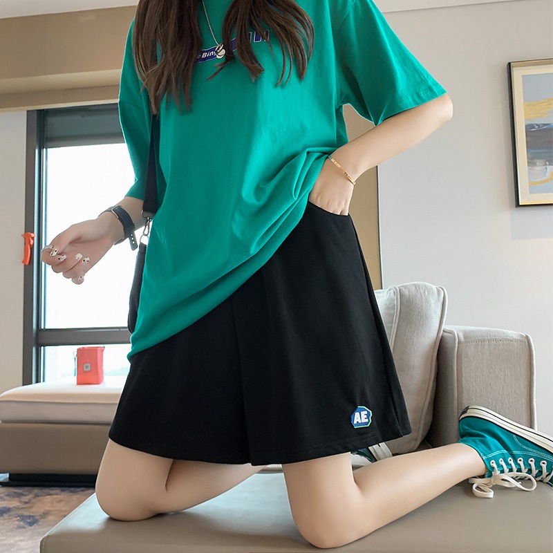 Quần short ZHELIHANGFEI dây rút vải cotton thời trang thể thao cho nữ oversize