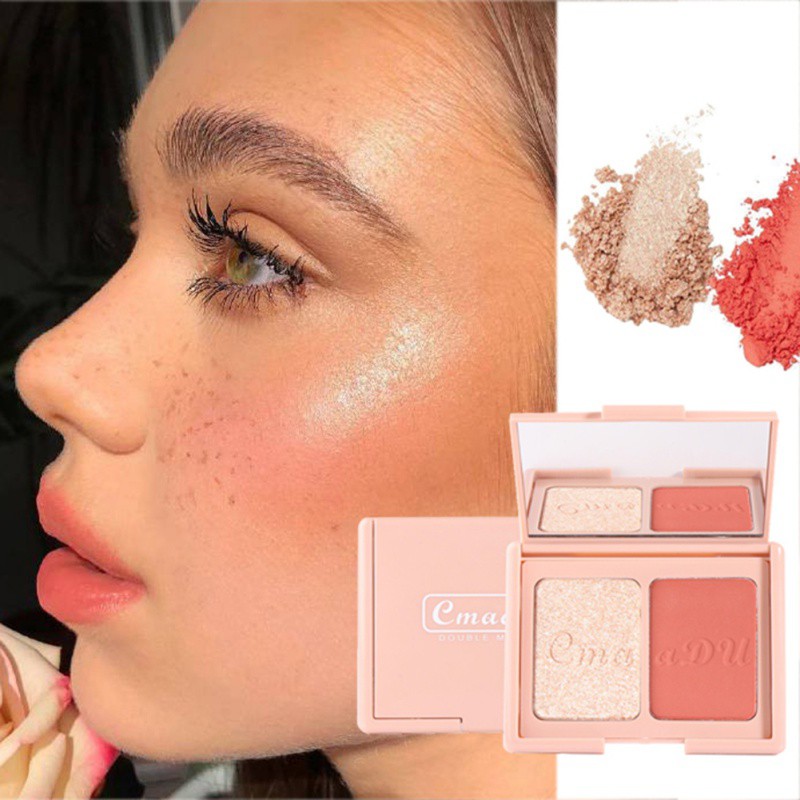 [Hàng mới về] Bảng Phấn Bắt Sáng Và Má Hồng Độ Bóng Cao Trang Điểm Chuyên Nghiệp