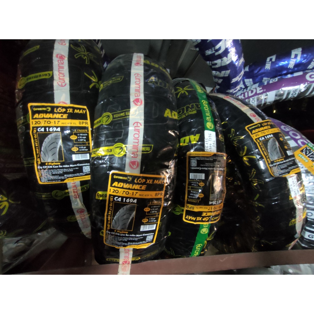 Lốp  120/70-17EUROMINA 8 lớp bố sau Exciter 150  không dùng ruột