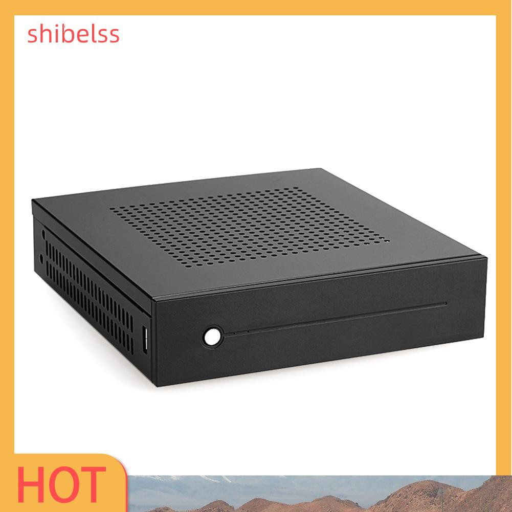 Shibelss E-T3 Mini-ITX Case Ultra Slim SECC Computer PC Chassis Support Wall Mount