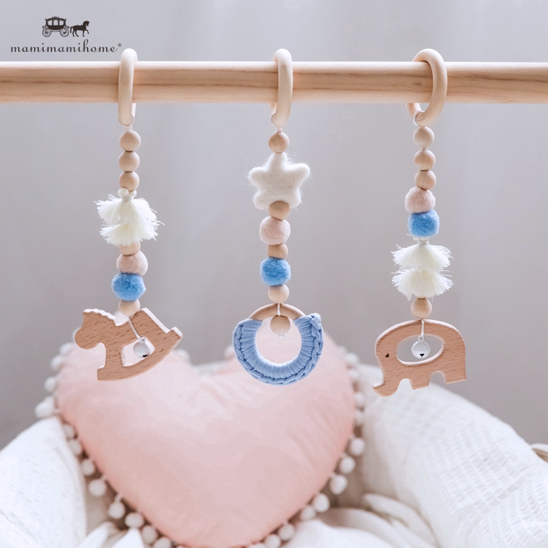 Set 3 đồ chơi gặm nướu MAMIMAMIHOME bằng gỗ hình hoạt hình cho bé sơ sinh