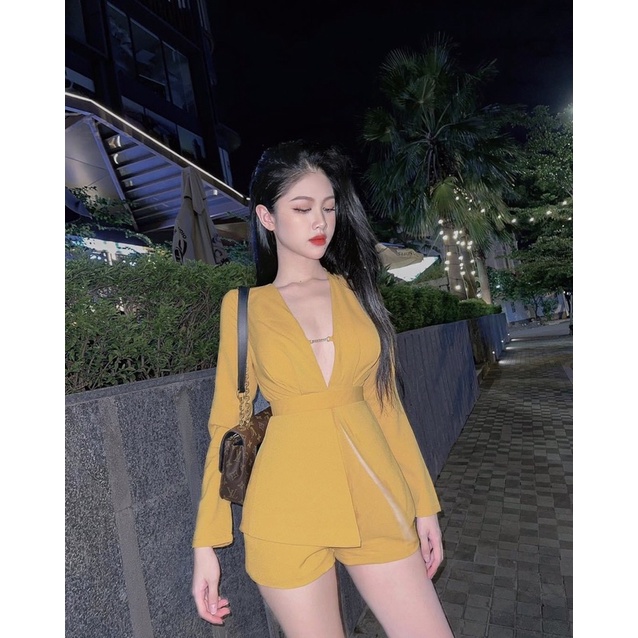 Yoona Auth &HM2T-Jumpsuit short tay dài V ngực sexy sang chảnh Yn