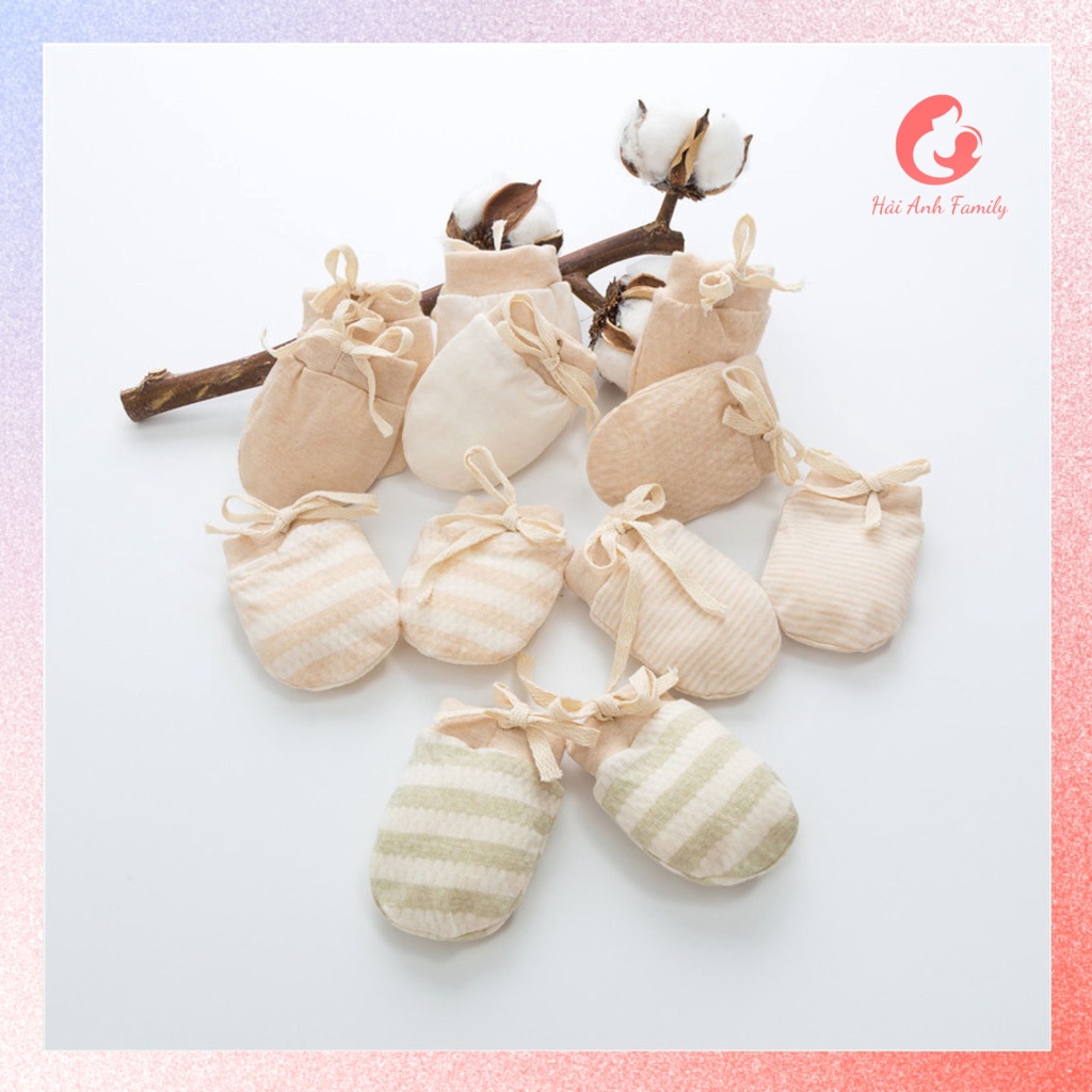 Bao tay giữ ấm cho bé, cotton hữu cơ, có dây buộc