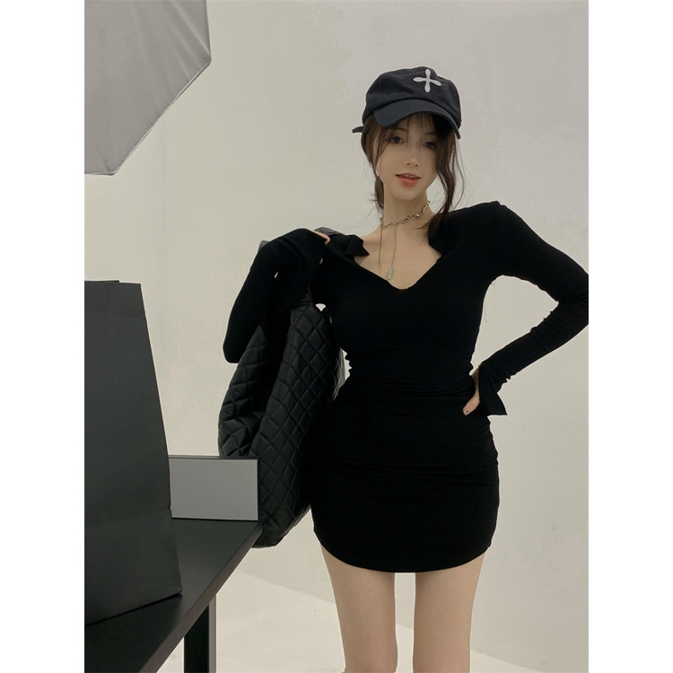 Đầm Dệt Kim Cổ Chữ V Thiết Kế Đơn Giản Quyến Rũ Thời Trang