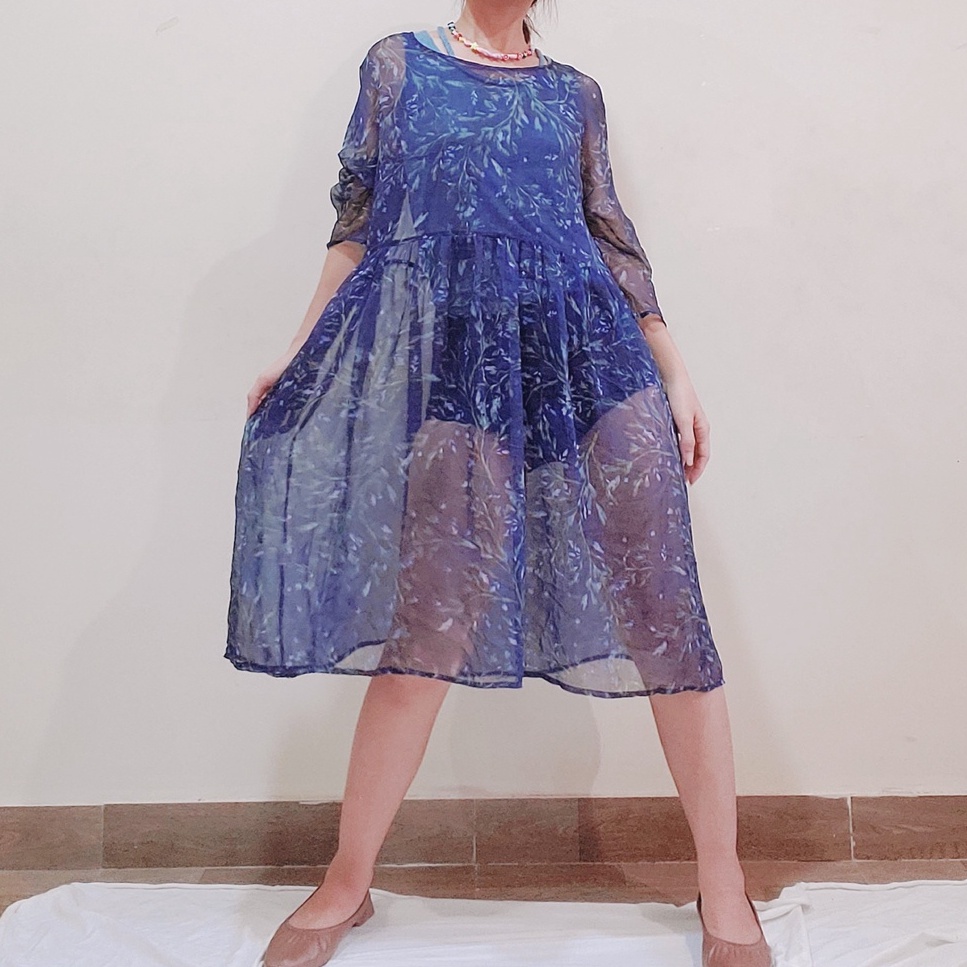 ĐẦM HOA VOAN 2HAND XUYÊN THẤU DÁNG BABYDOLL