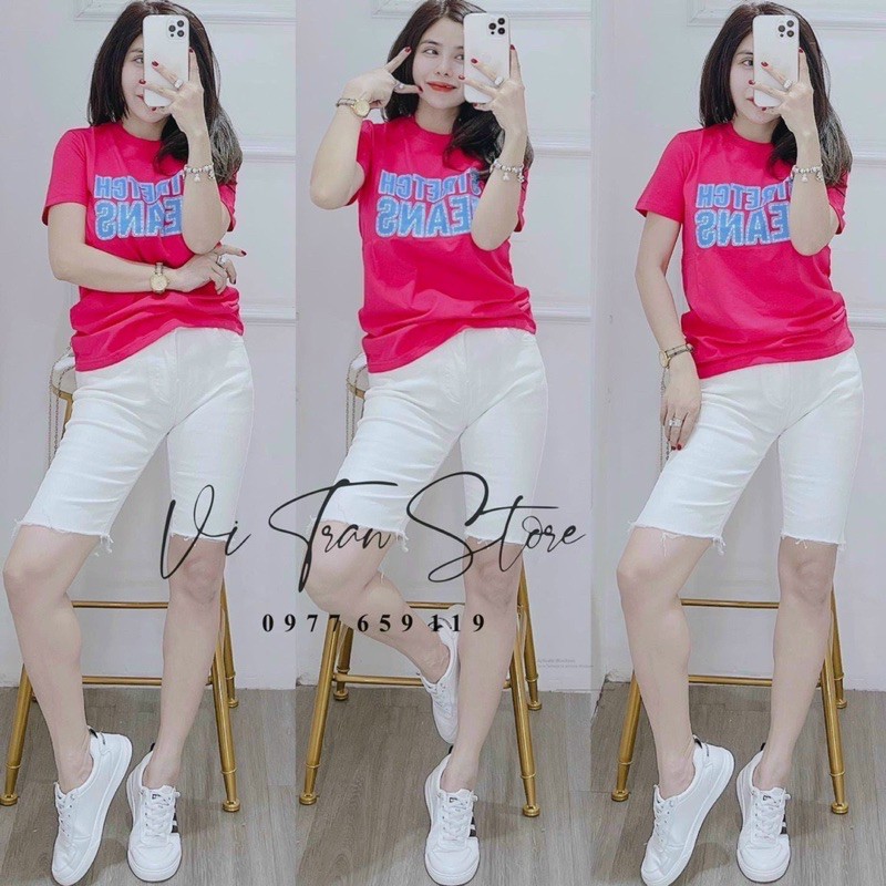 Áo thun form rộng cổ tròn, Áo thun nữ cotton giấy hàng đẹp | BigBuy360 - bigbuy360.vn