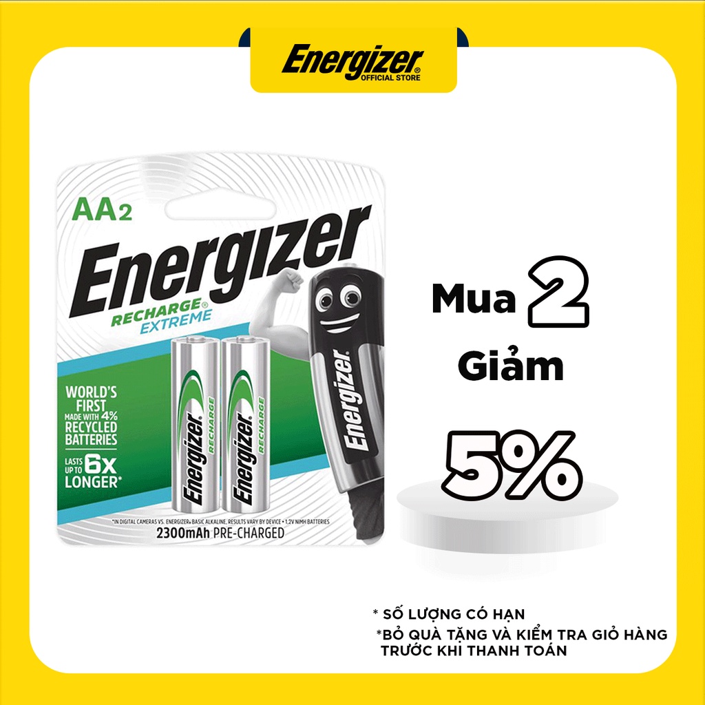 PIN SẠC ENERGIZER AA 2300mAh NH15E RP2 - Hàng chính hãng