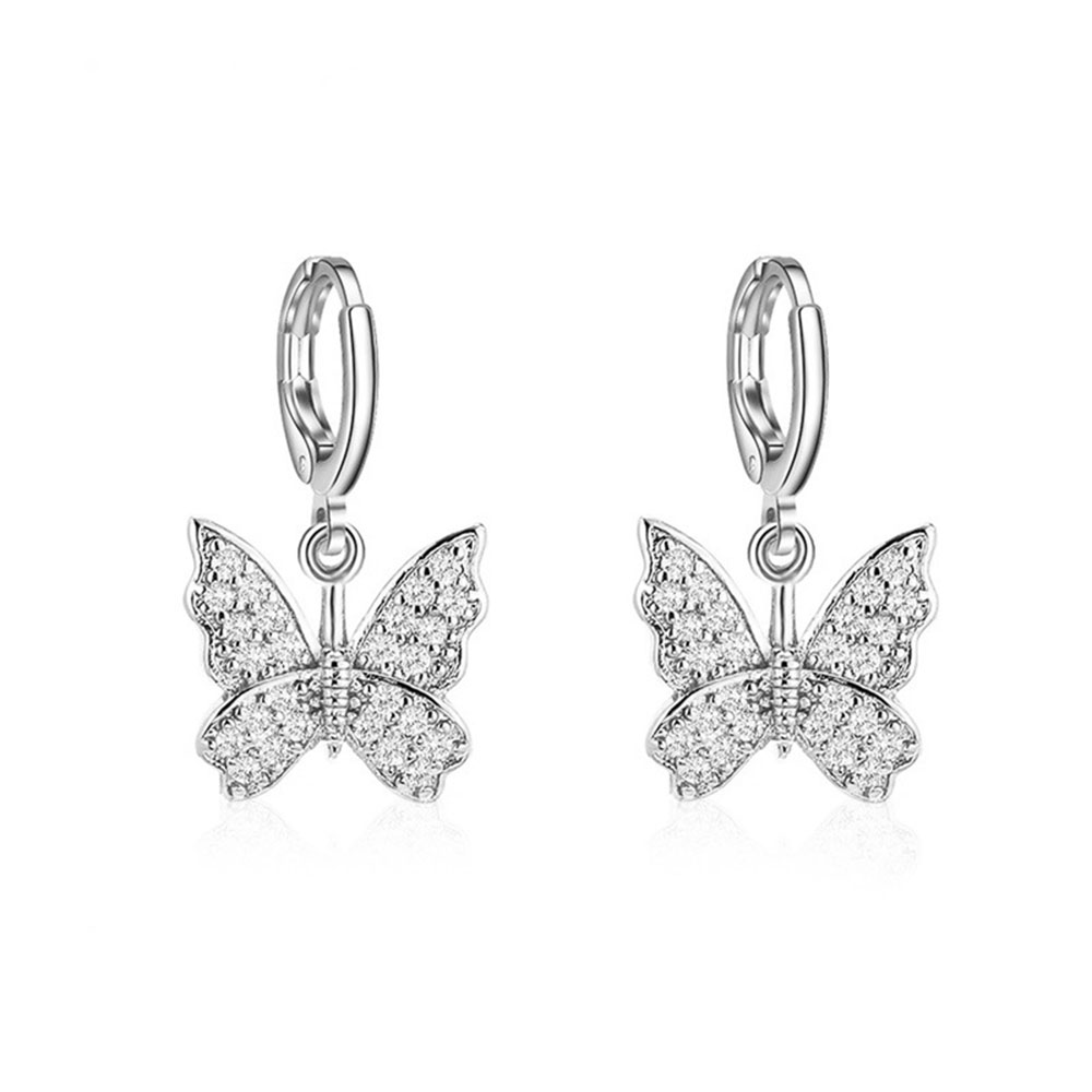 Cod In Stock New Women Fashion Full Diamond Temperament Elegant Butterfly Earring Jewelry
