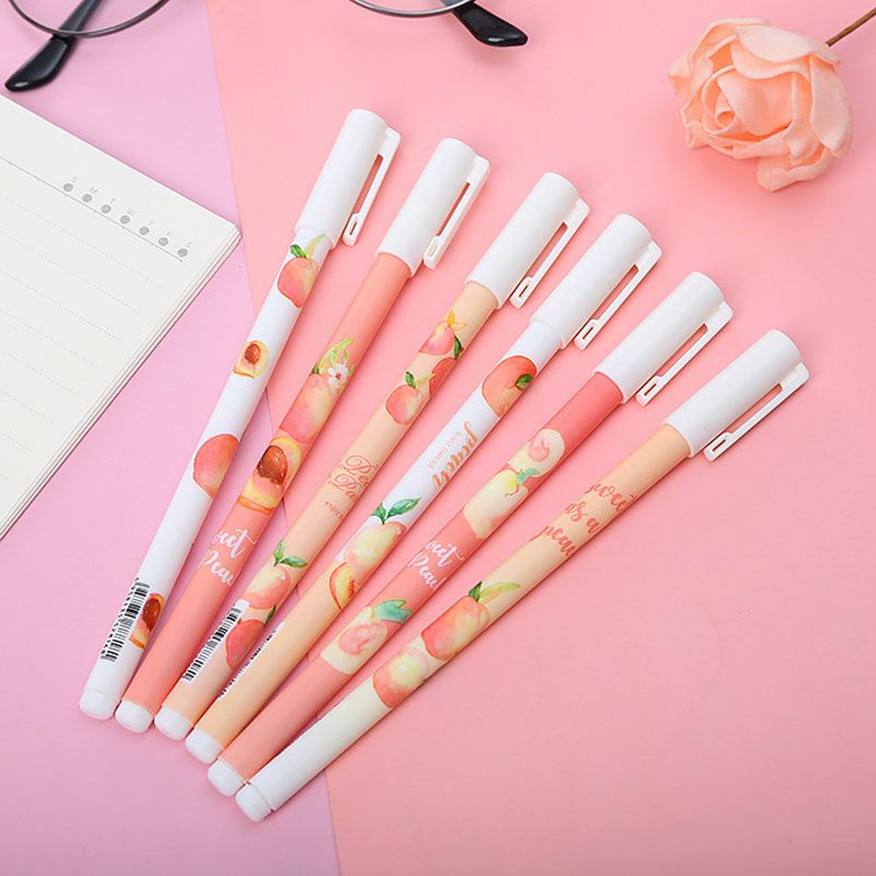Bút bi mực gel ngòi 0.38mm thiết kế hình trái đào, bút gel mực nước phong cách đơn giản