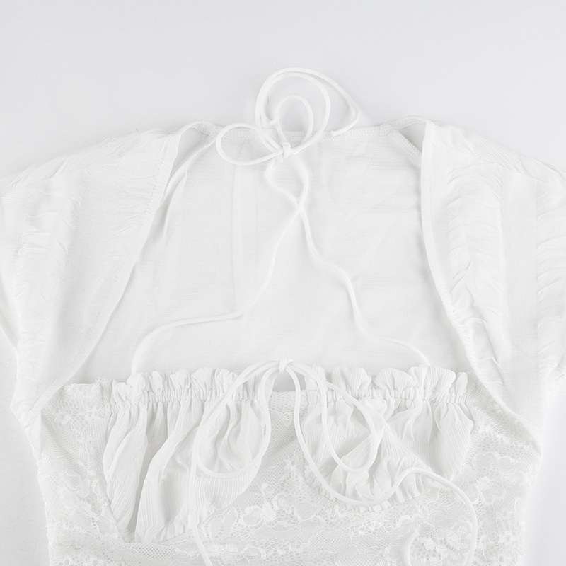 Đầm Tay Ngắn Cổ Vuông Xếp Ly Cột Dây Thời Trang Trẻ Trung Cho Nữ