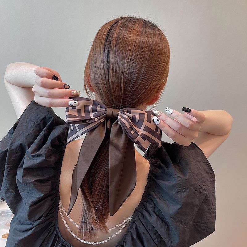 Dây buộc tóc hình nơ vải satin bản lớn phong cách Pháp thời trang cho nữ