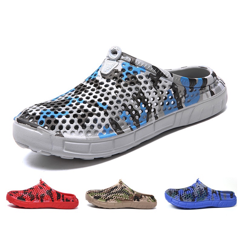 [ASZC] Dép đi biển Hở Lỗ Siêu Nhẹ Thoáng Khí Họa Tiết Rằn Ri Thời Trang Cho Nam