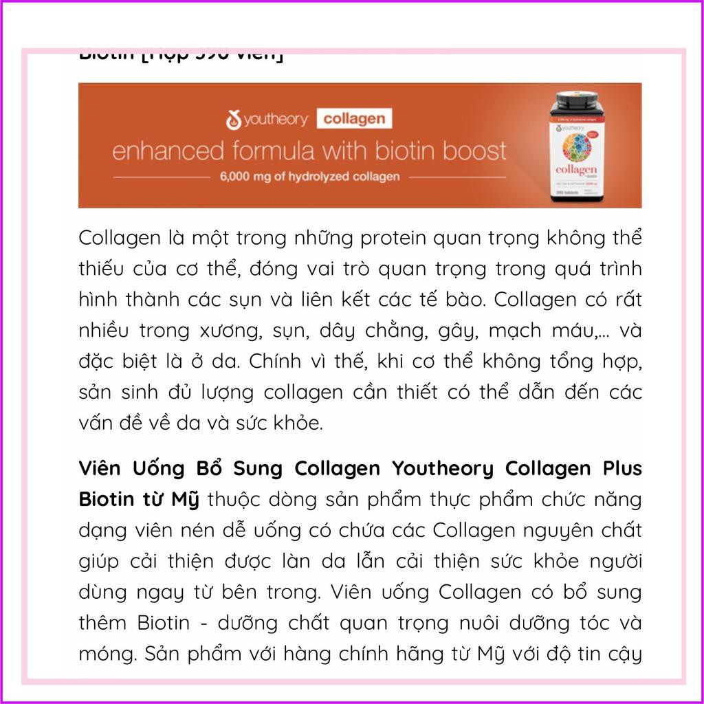 SẢN PHẨM COLLAGEN BIOTIN CỦA YOUTHEORY CỦA MỸ