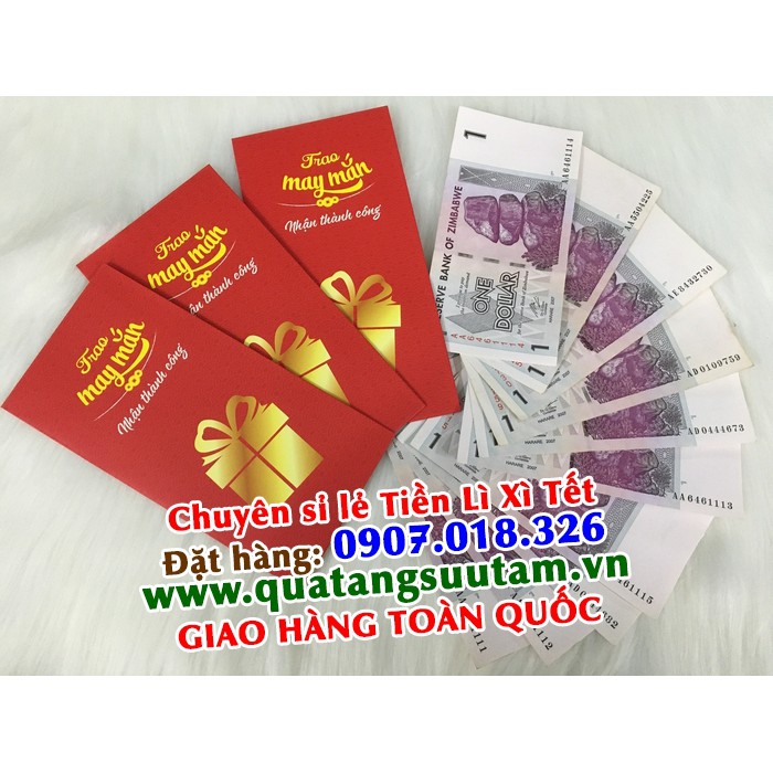 Lì xì Tết tờ tiền hình con trâu Zimbabwe may mắn, tặng bao lì xì sang chảnh