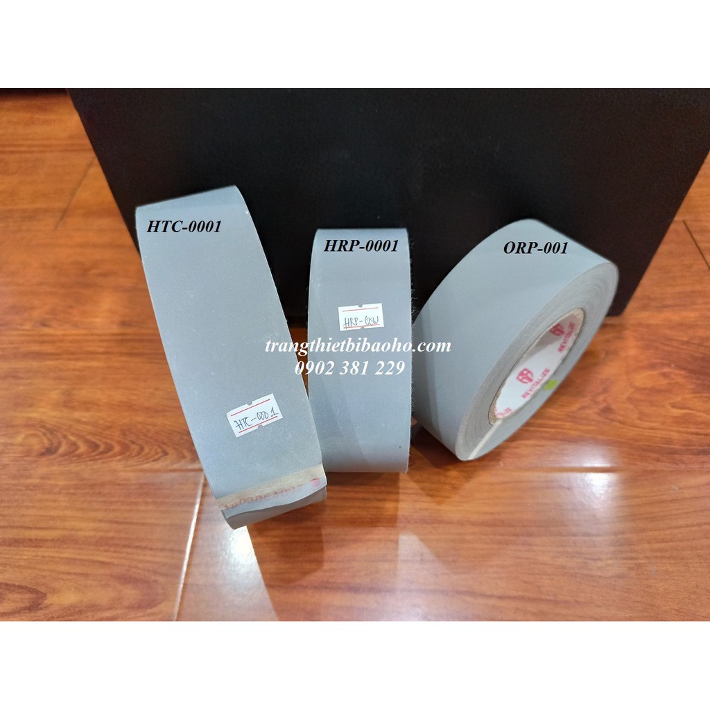 Cuộn dây phản quang vải Poly màu xám khổ 5cm x 100m - 3 cấp độ phản quang