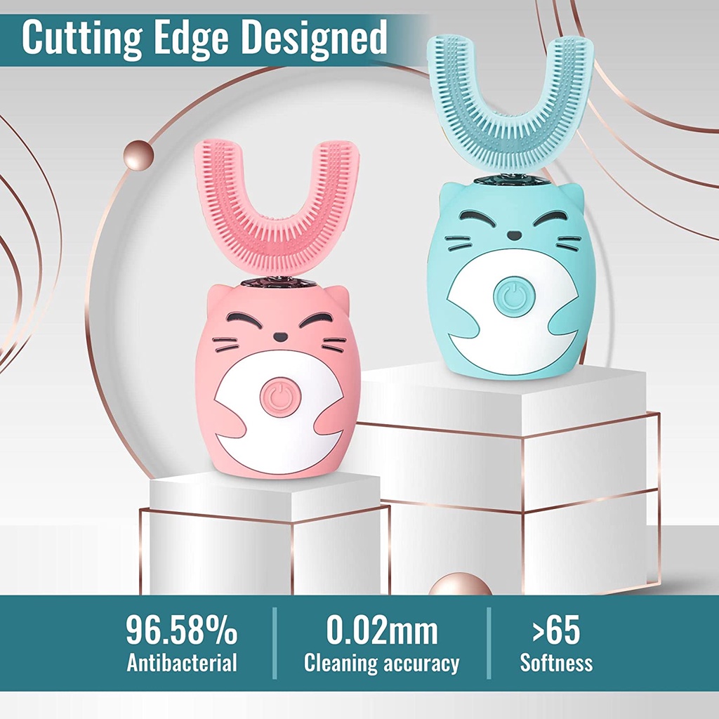 Bàn chải đánh răng điện Suolaer silicon hình chữ U với đế sạc UV cho bé
