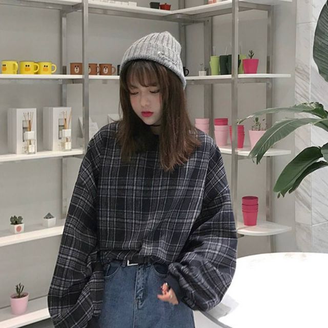 Hàng Sẵn_Áo ulzzang form rộng màu lưới tay phồng