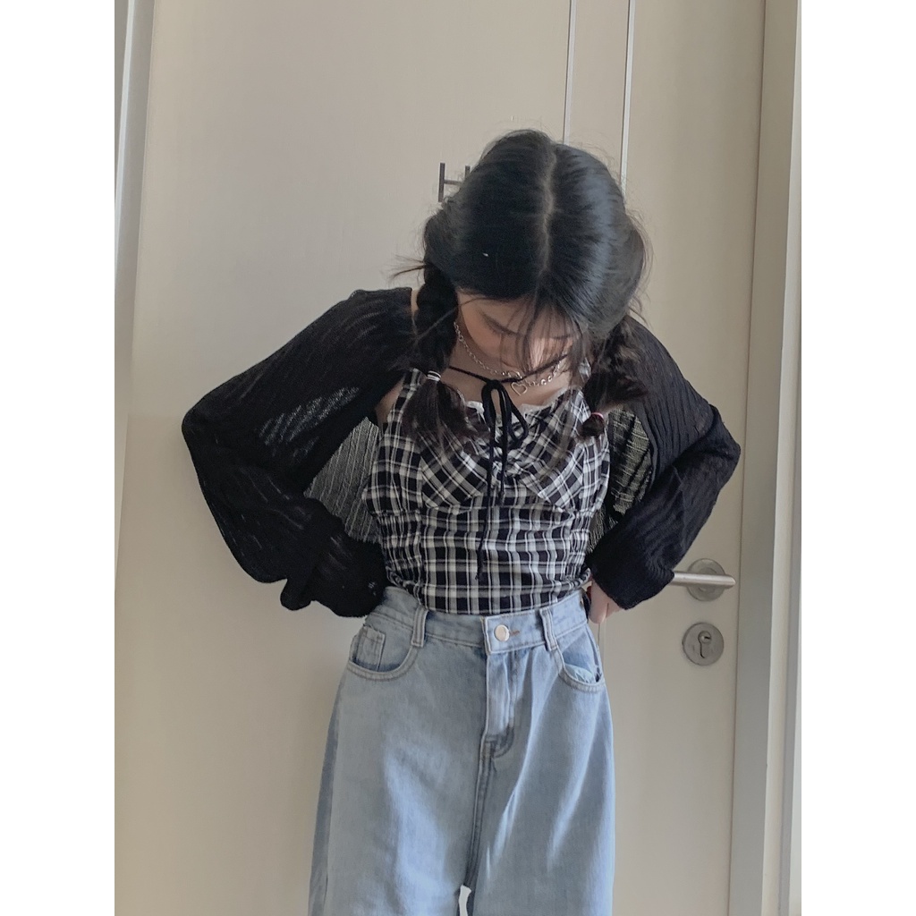 áo cardigan gân lưới ngực buộc dây JB109 LOLLIE STUDIO