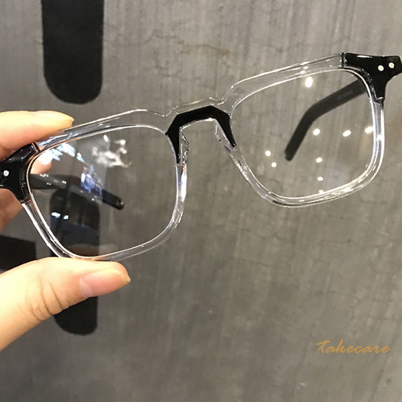 Mắt kính gọng dày hình chữ nhật phong cách cổ điển thời trang unisex