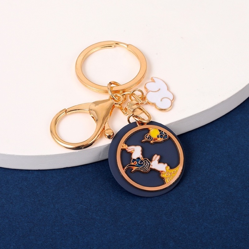 Móc khóa QIHE JEWELRY kiểu thỏ ngọc dễ thương 3 loại tùy chọn