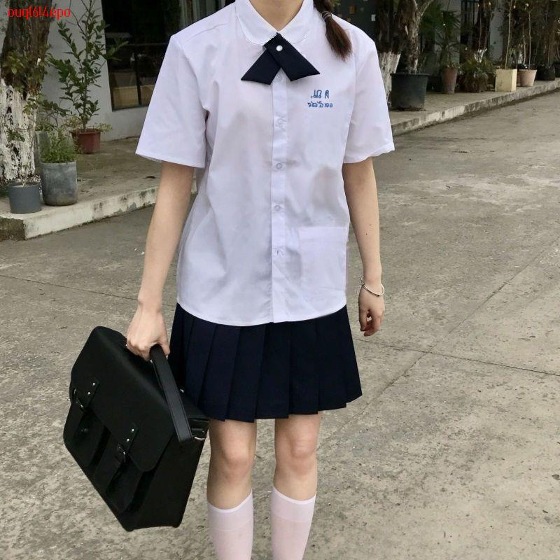 Bộ đồng phục của trường đại học kéo dài mặc váy thành áo phụ nữ áo sơ mi nữ đồng phục nữ sinh Thái Lan