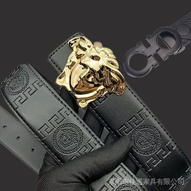 GUCCI Thắt Lưng Versace Bằng Da Bò Thật Họa Tiết Da Ngựa Sang Trọng Cho Nam