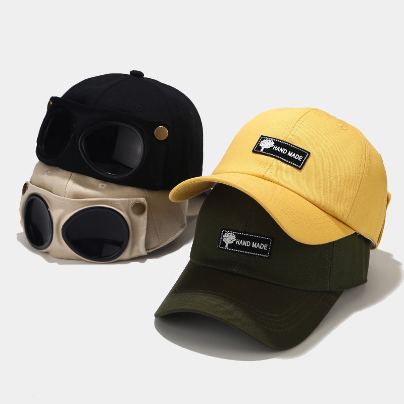 Mũ nón kaki lưỡi chai kèm kính phong cách Hàn Quốc