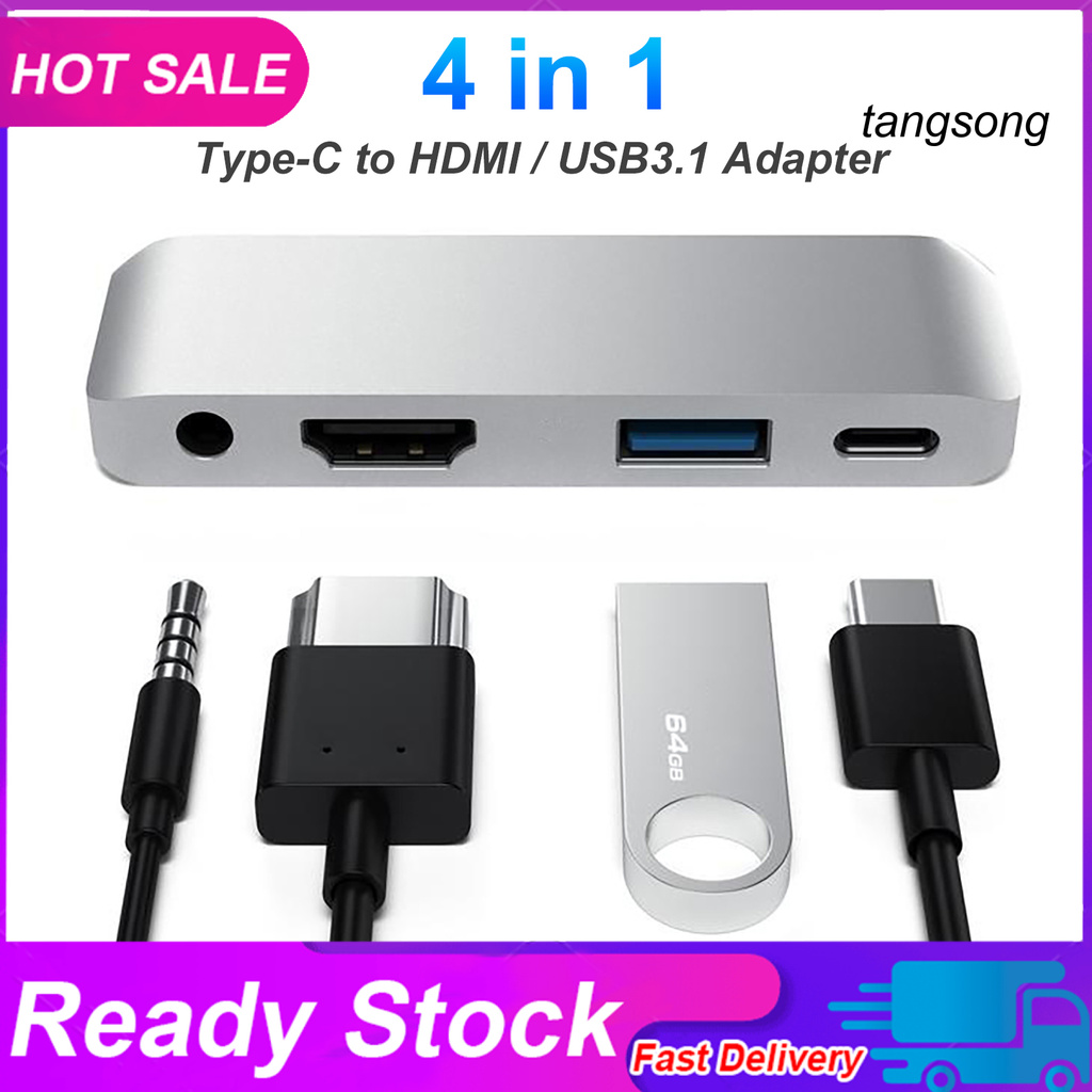 Bộ Chuyển Đổi Ts-4 In 1 Type-C Sang Hdmi-Compatible / Usb3.1