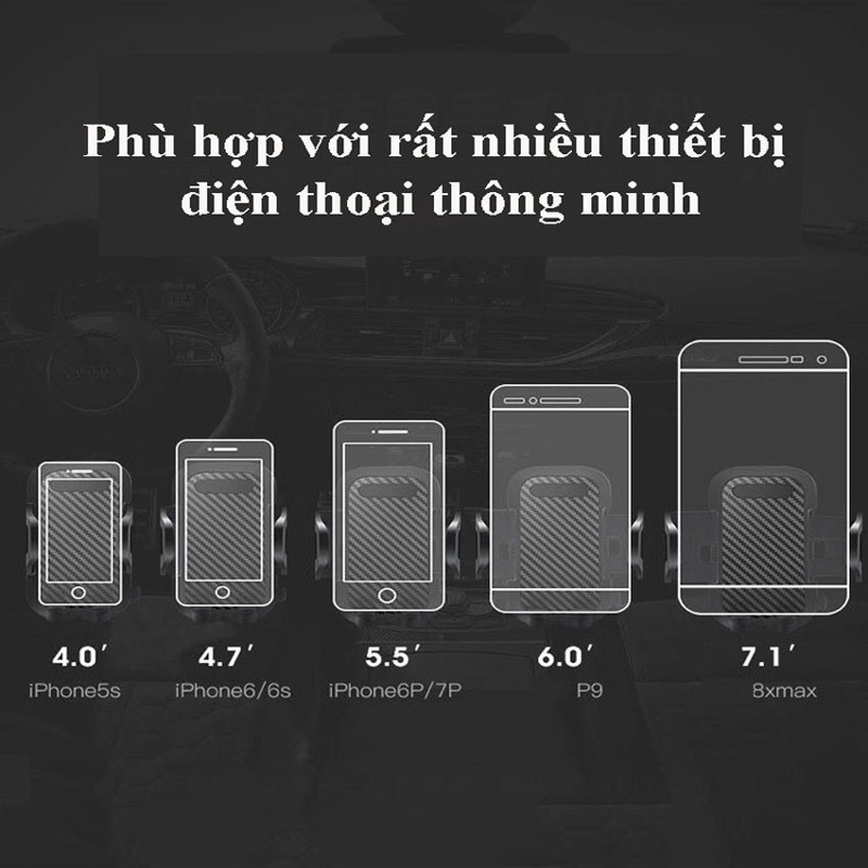 Giá đỡ điện thoại trên ô tô gắn taplo, gắn kính, kẹp cửa gió, kẹp điện thoại ô tô cực kì chắc chắn - CB03