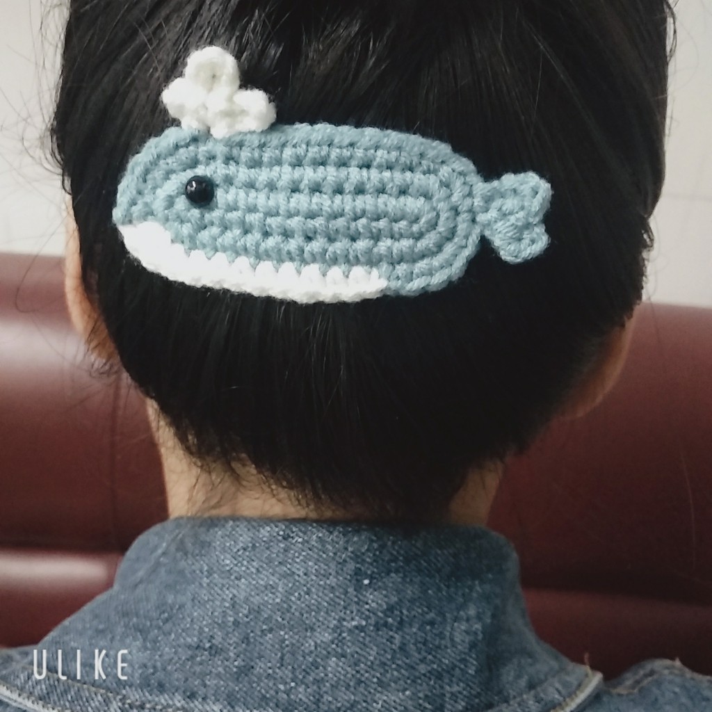 Kẹp tóc cute hình con vật, kẹp tóc bằng len hình cá heo bơi lượn 6.5cm [Ảnh thật+Hàng sẵn]