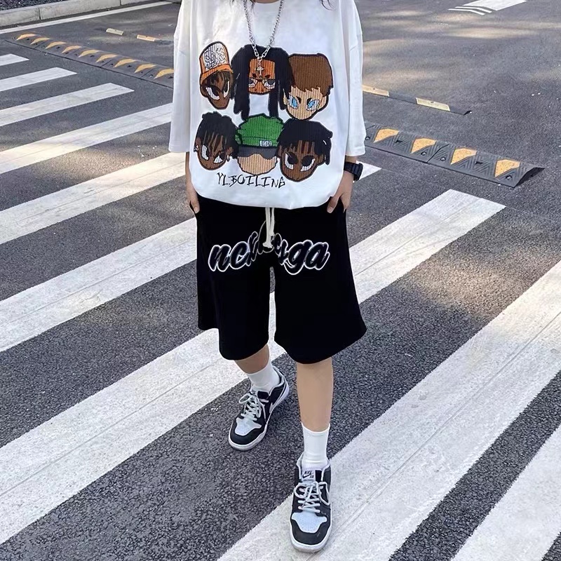 【ZHELIHANGFEI】Quần Short Dáng Rộng Phong Cách Thời Trang Hiphop Mỹ