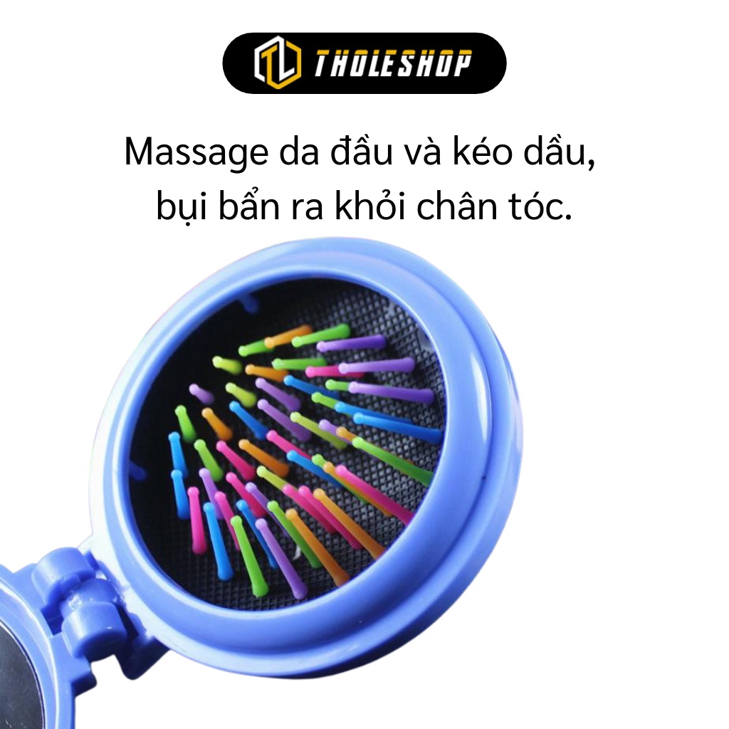 Lược Mini - Lược Gấp Kèm Gương Nhỏ Gọn, Bỏ Túi Tiện Lợi Có Thể Massage Da Đầu 8204