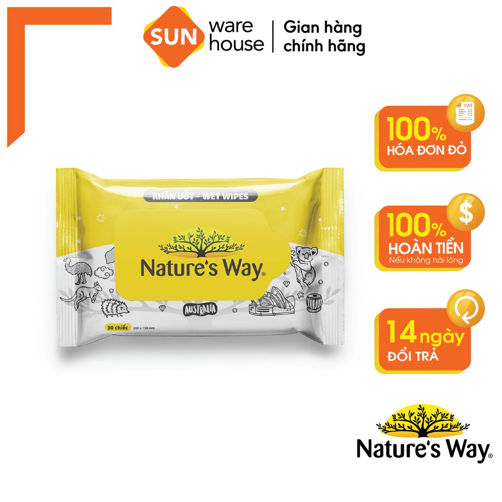 Khăn Giấy Ướt NATURE'S WAY Không Mùi, An Toàn Cho Da Của Bé Cao Cấp