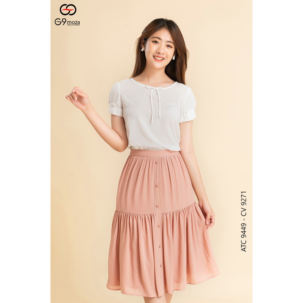 Chân váy nữ G9moza 9271 dáng váy midi chất voan thoáng mát hợp thời trang