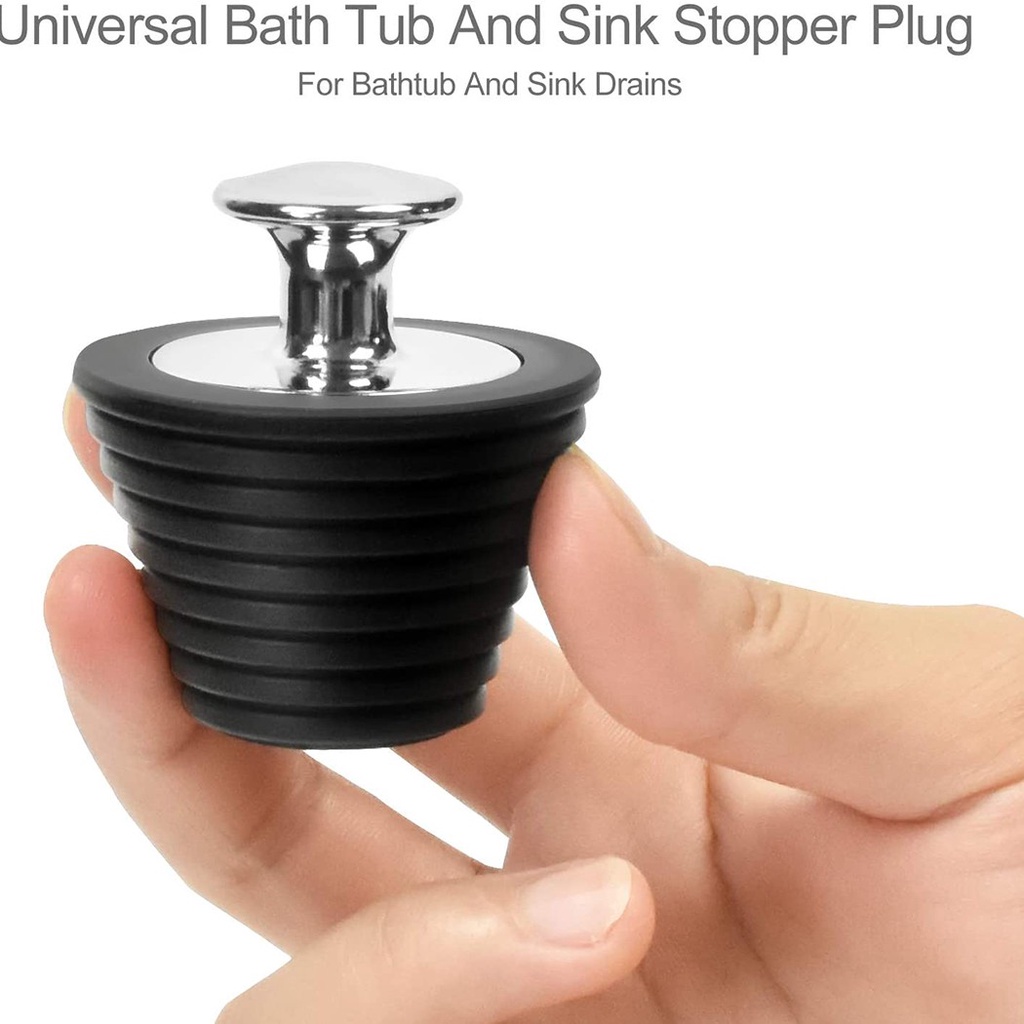 Nút Chặn Lỗ Thoát Nước Bồn Tắm Bằng Silicone Và Thép Không Gỉ Màu Đen/Xám