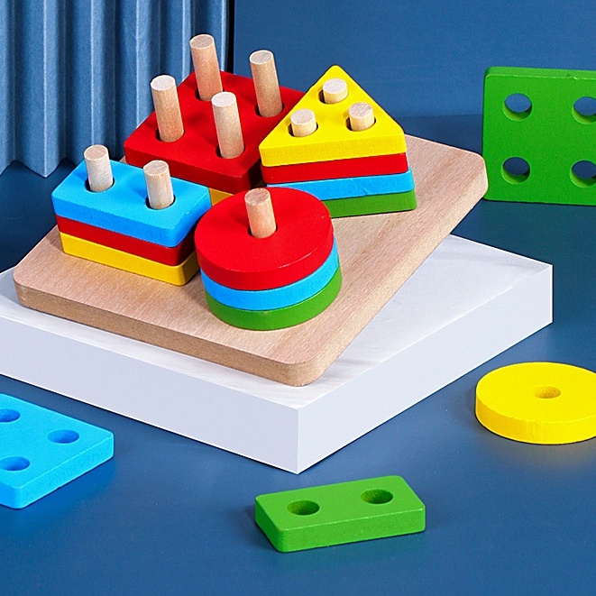 Đồ chơi gỗ thả hình  khối vuông Montessori Cho Bé Phát Triển Trí Tuệ Và Khả Năng Sáng Tạo